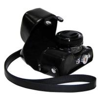 登品for 索尼NEX-6相机包(16-50镜头)电动马达镜头 配肩带 NEX6复古包 NEX-6专用相机保护皮套 黑色