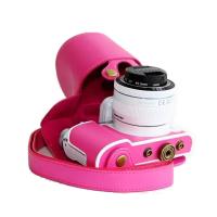 登品for 三星微单NX3000相机套 直充版 三星NX3000皮套 相机包 可拆 NX3000充电款皮包 荔枝纹 玫红