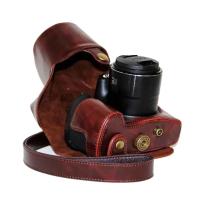 登品 for佳能sx60相机包 配肩带 可拆型 佳能sx60长焦相机包 直充版油皮佳能sx60 相机包(咖啡)