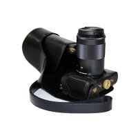 登品for 佳能EOS M3相机包 配肩带 可拆型 eosm3防震保护套 EOS-M3相机套 皮套(黑色)