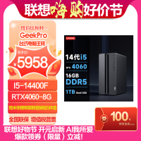 联想(Lenovo)GeekPro 设计师游戏台式电脑主机 I5-14400F 16G 1TSSD RTX4060-8G W11 官方标配