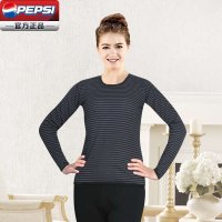 百事(pepsi) 羊毛竹炭女款条纹护膝套装 加绒加厚保暖内衣套