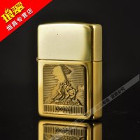 打火机zippo正版 纯铜二战回忆一卷1995年纪念章珍藏套装 四只芝宝ZIPPO珍藏精品金色打火机