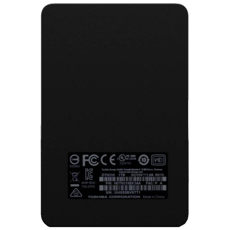 东芝 （TOSHIBA ）Alumy系列 1TB 2.5英寸 USB3.0移动硬盘 黑色 上海金童图片