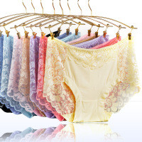 慕艺性感内裤女诱惑透明蕾丝内衣低腰女士全棉内裤成人短裤三角裤
