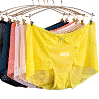 慕艺3条装|夏季女士中腰收腹内裤性感蕾丝面料女内裤大码三角裤头