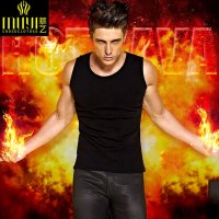 慕艺男士保暖内衣双层加绒加厚圆领贴身保暖上衣秋冬背心打底衫