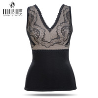 慕艺V领保暖背心女上衣女士加绒背心塑身贴身保暖背心加厚加绒