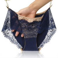 慕艺3条装女士内裤纯棉低腰性感蕾丝边提臀女三角裤