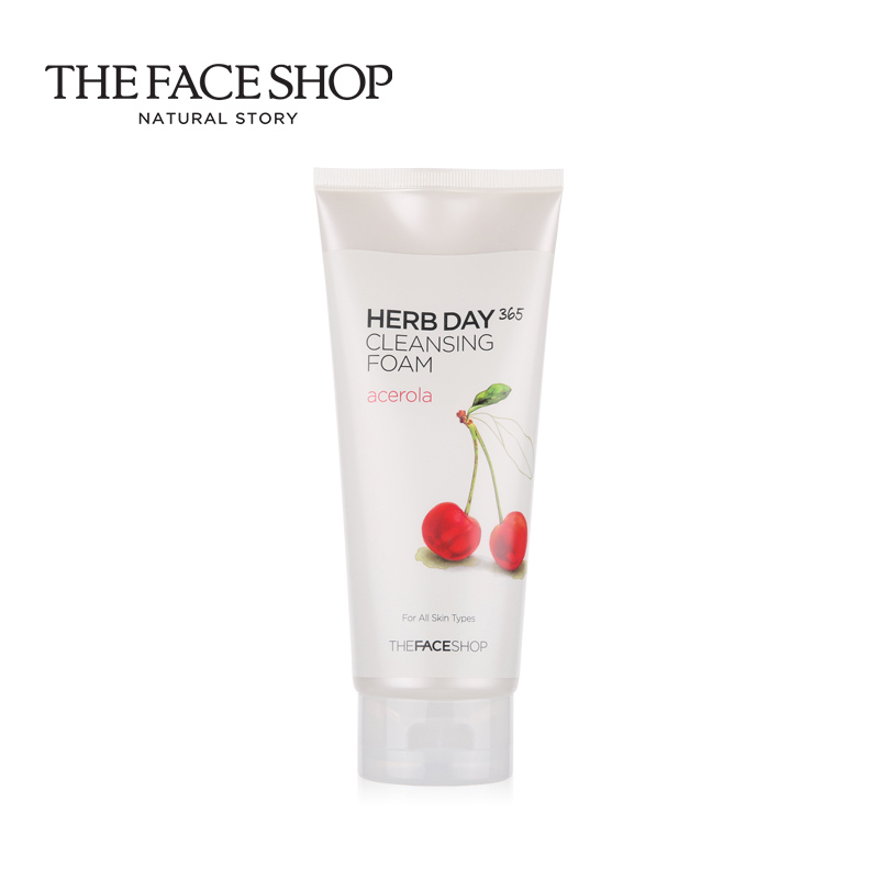 The face shop/菲诗小铺草本樱桃泡沫洁面膏170g韩国女士泡沫洗面奶深层清洁保湿提亮