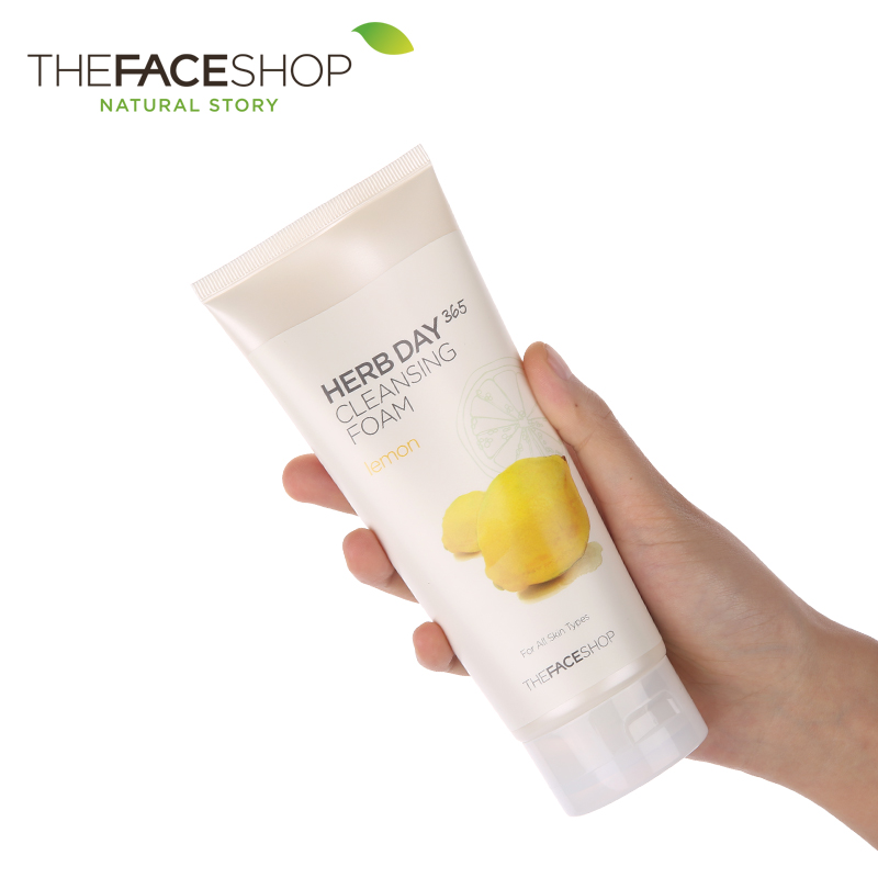 The face shop/菲诗小铺草本柠檬泡沫洁面膏170g韩国女士泡沫洗面奶深层清洁保湿提亮