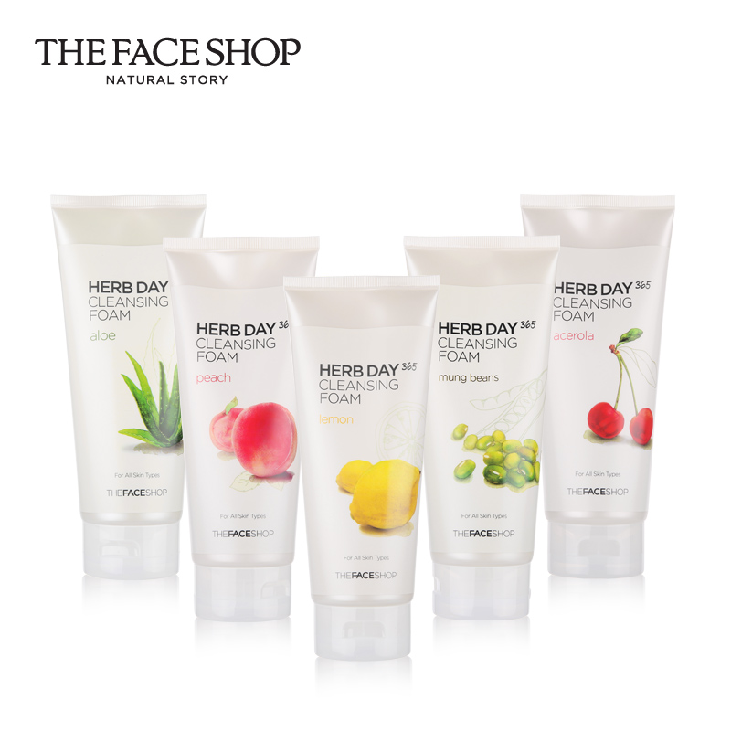 The face shop/菲诗小铺草本柠檬泡沫洁面膏170g韩国女士泡沫洗面奶深层清洁保湿提亮