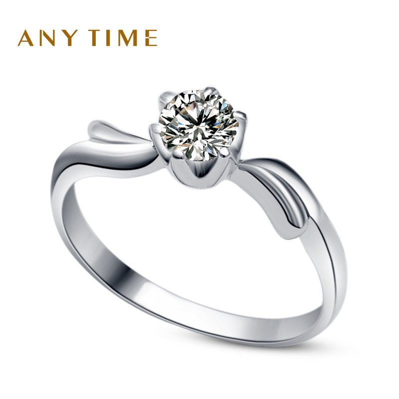 Anytime 925银镶人工钻石结婚求婚女士戒指40分R20370