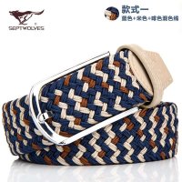 七匹狼男士皮带 帆布编织腰带 针扣松紧韩版潮裤带 休闲百搭