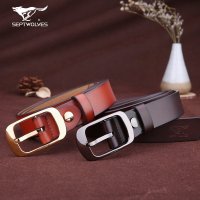 七匹狼皮带女装饰细 真皮牛皮休闲针扣裤带 女士腰带简约百搭韩版