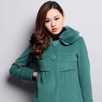 2012知臣女装单排扣胸前收褶毛呢上衣2824336(不含毛领)