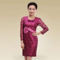 清凡婚宴婚礼婚庆新娘妈妈婆婆夏款长袖中年女连衣裙礼服HY1387
