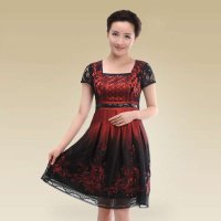深圳清凡婚宴妈妈礼服高端品质蕾丝方领连衣裙1606