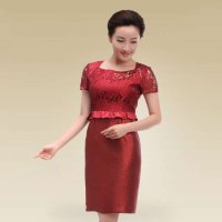 深圳清凡婚宴妈妈礼服高端品质蕾丝裹肩连衣裙1607