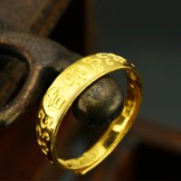 金地珠宝足金吉祥男女款黄金戒指 如意吉祥戒指 男女款金戒指 圈口可调大小 约3.45克