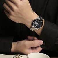 宾格BINGER 英伦骑士系列自动机械表 男士手表 经典罗马刻度 蓝宝石镜面 时尚背透镂空 深度防水双日历男表