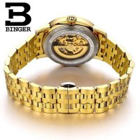 瑞士宾格BINGER手表时尚运动女士手表 自动机械表 女表高端双面镂空夜光防水钢带表 摩登系列