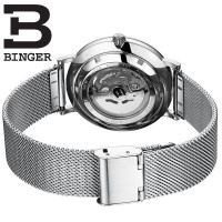 宾格（BINGER）2018年新款背透镂空防水机械表 男士手表 自动机械机芯 商务时尚休闲男表 名流系列