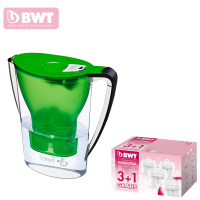 倍世 德国BTW 厨房家用净水壶 直饮便携户外滤水壶 净水器 过滤净水杯2.7升 绿色一壶五芯，