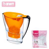 德国BWT倍世 净水壶直饮便携户外净水壶过滤净水器净水杯2.7升 橙色 一壶两芯