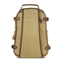 BAKMK芭卡玛卡休闲户外双肩包 韩版复古风配皮帆布包 男女学生书包 旅行背包1806-1