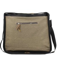 BAKMK芭卡玛卡新款亚麻棉布配真皮防水时尚休闲单肩斜挎包MD3243