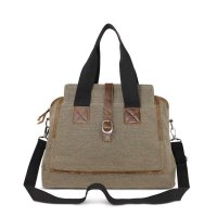 BAKMK芭卡玛卡男女通用亚麻帆布配真皮防泼水手提单肩女包 三用百搭休闲斜挎包MD6801