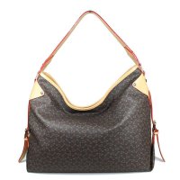 PaulOne宝德龙KOFO系列牛皮配皮单肩斜挎包B1194骨花咖啡色