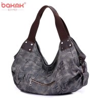 BAKMK芭卡玛卡2015新款女士单肩包帆布手提包百搭休闲包帆布包包韩版潮流女包斜挎包1023