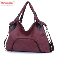 BAKMK芭卡玛卡 新款女士休闲大包韩版复古帆布女包单肩包斜挎包807