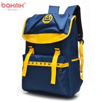 BAKMK芭卡玛卡 韩版大容量女款双肩包休闲时尚拼色背包学院风书包电脑包8855