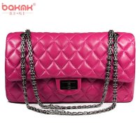 芭卡玛卡BAKMK 经典菱格方扣链条羊皮手提单肩包B1220(中号)