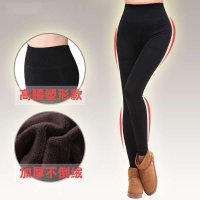 纤慕考拉厚绒打底裤 加绒加厚靴裤 黑色高腰 假透肉性感