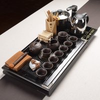 郑品 特价茶具茶盘整块黑檀木柏木 紫砂茶具套装整套电炉四合一