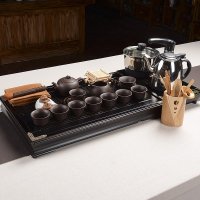 郑品 特价茶具茶盘整块黑檀木柏木 紫砂茶具套装整套电炉四合一