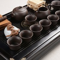 郑品 特价茶具茶盘整块黑檀木柏木 紫砂茶具套装整套电炉四合一
