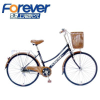 上海永久自行车24寸 26寸淑女款式轻便复古文艺田园通勤车休闲健身高碳钢车架普通/通勤自行车