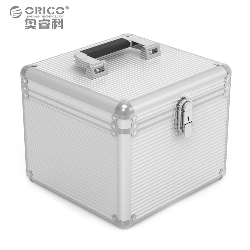 Orico/奥睿科 全铝5/10粒装3.5寸硬盘保护箱收纳盒 硬盘保护盒多盘 带锁 5盘装
