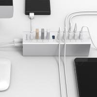 Orico/奥睿科 A3H4-BK 铝USB3.0分线器MAC接口扩展器usb集线器hub带电源外接硬盘 7口黑色