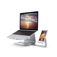 STW MAC电脑笔记本手机一体支架 铝合金 Pro桌面电脑散热架 桌面支架
