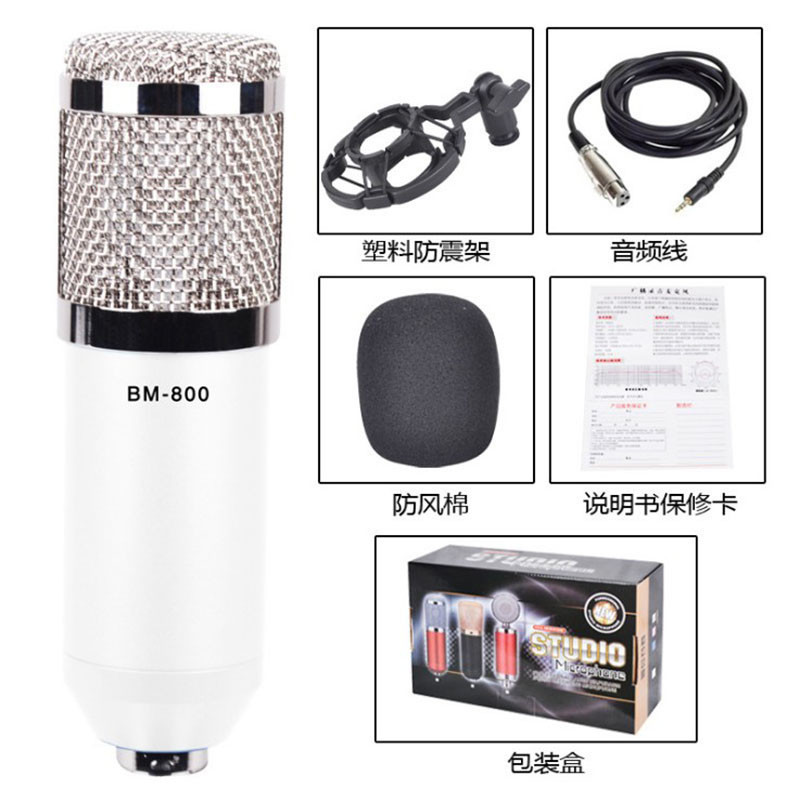 STW BM800大振膜电容麦克风电脑K歌神器YY主播声卡录音话筒 蓝色
