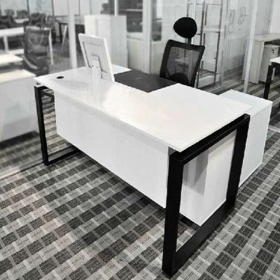 好环境家具黑白色办公桌简约老板桌钢木结合中班台主管桌电脑桌现代老板桌1.6米