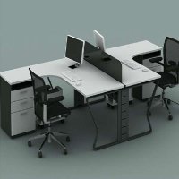 好环境家具时尚简约 办公桌 黑白双人位组合桌 职员卡位桌 转角2人位员工桌1200*2800米含柜