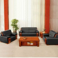 好环境家具办公沙发商务沙发接待休闲沙发黑色真皮沙发西皮沙发组合