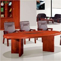 好环境家具 直销高档会议桌 2.4米长橢形会议台 时尚木皮油漆会议桌